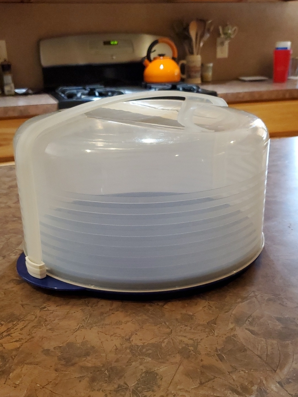 White Plastic Cake Carrier with Handle